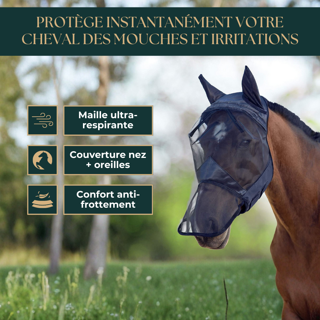 Masque anti-mouches respirant avec protection des oreilles et du nez