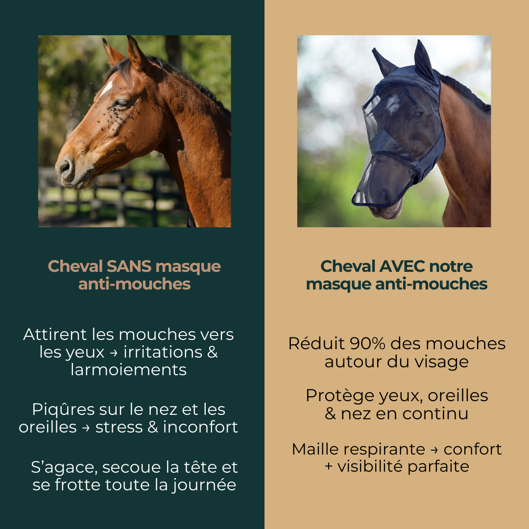 Masque anti-mouches respirant avec protection des oreilles et du nez