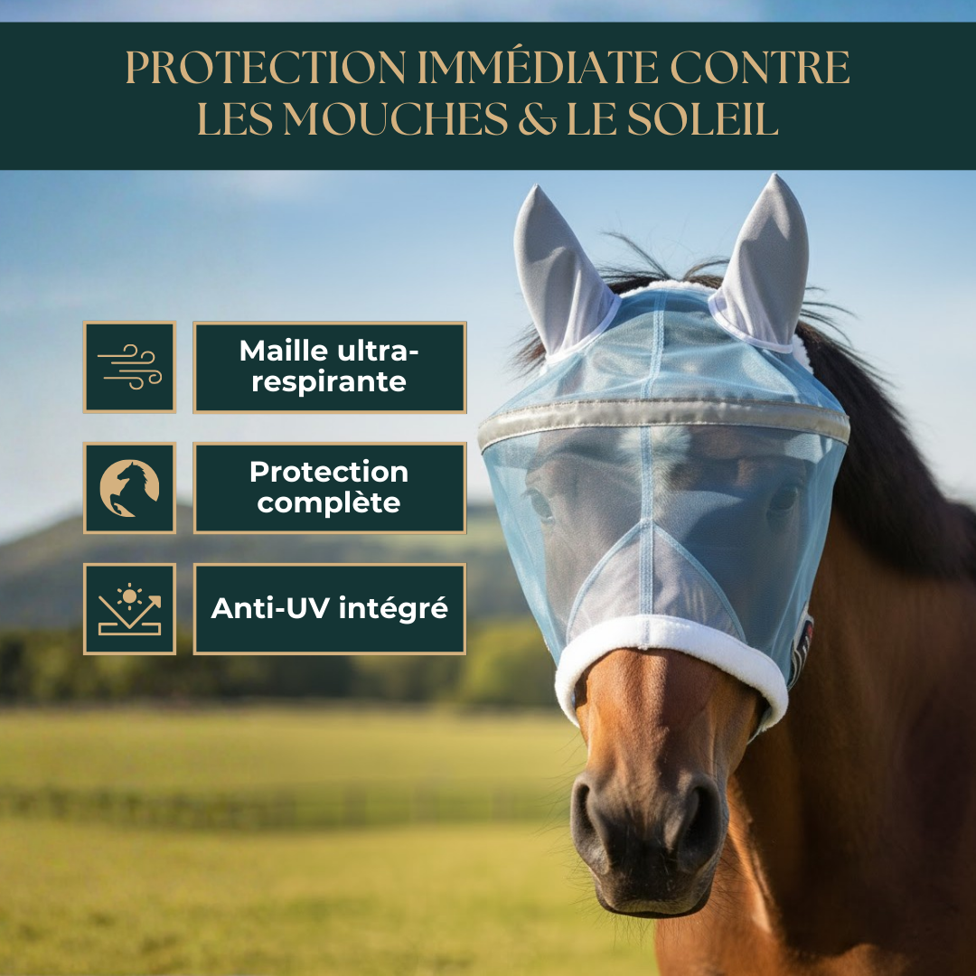 Masque anti-mouches respirant avec visière solaire