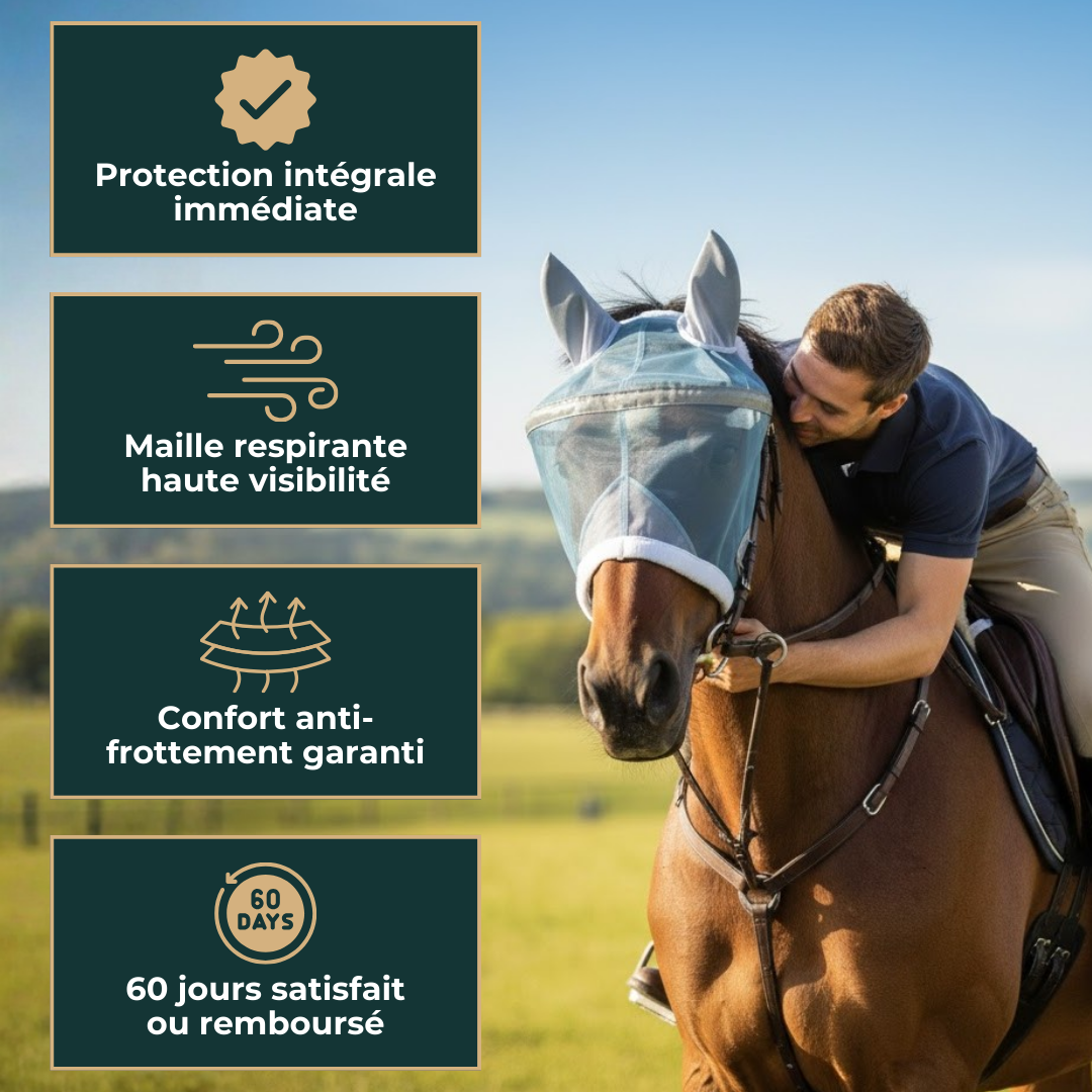 Masque anti-mouches respirant avec visière solaire