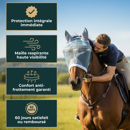 Masque anti-mouches respirant avec visière solaire