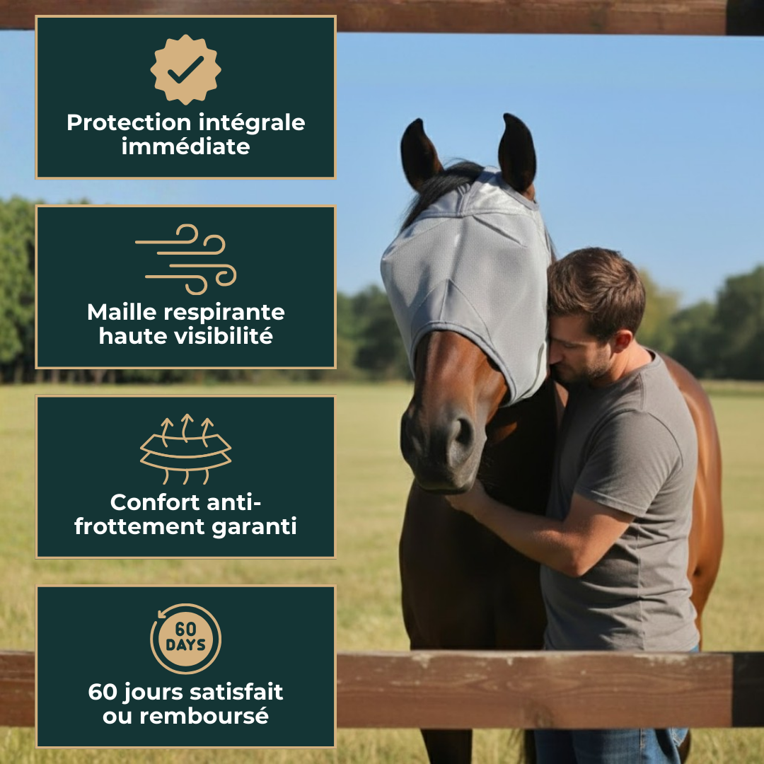 Masque anti-mouches respirant avec protection intégrale